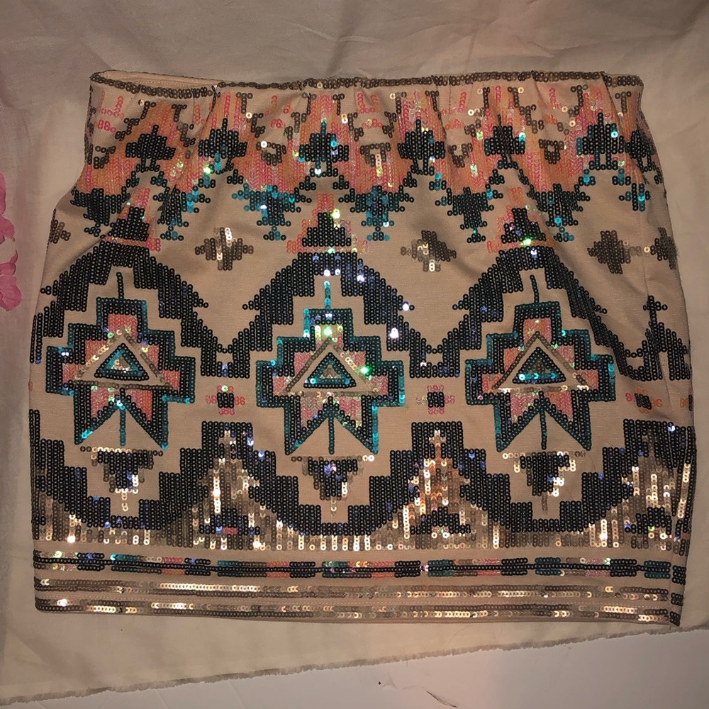 English Rose | Aztec Sequin Mini Skirt